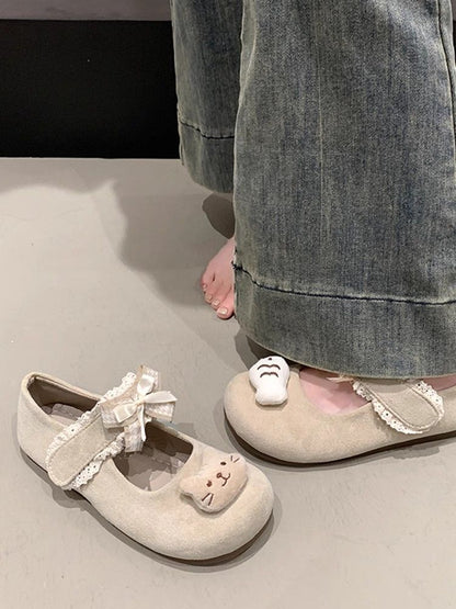 Damen Ballerinas niedlich mit Tiermotiv und verstellbarem Riemen