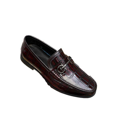 Herren Mokassin Leder Schuhe Glänzendes Krokodildesign Elegantes Design