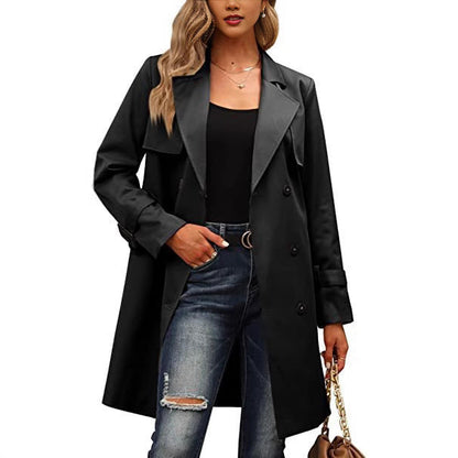 Damen Trenchcoat Eleganter Kragen Schmal