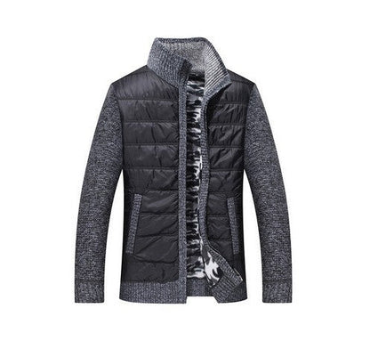 Herren Steppjacke Modern Strickdetails Hochkragen Winter