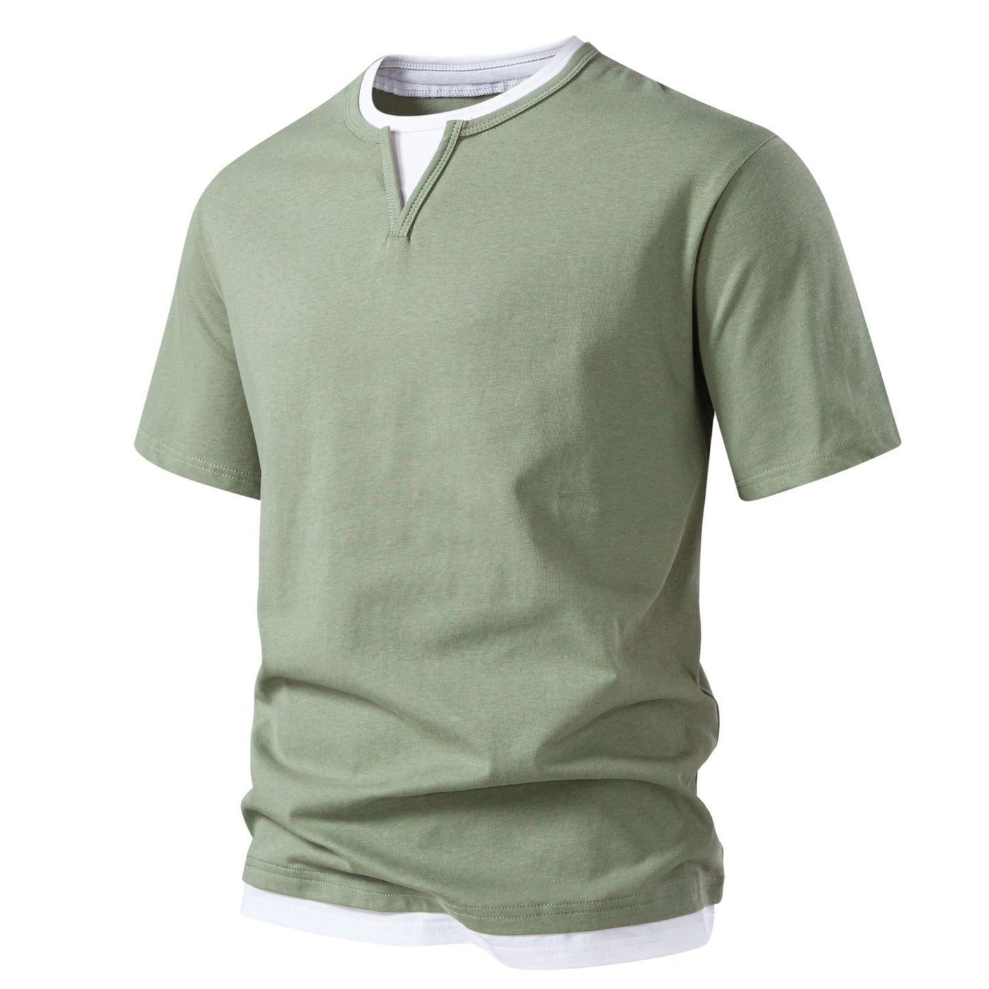 Herren Kurzarmshirt Modern Stehkragen Slim Fit