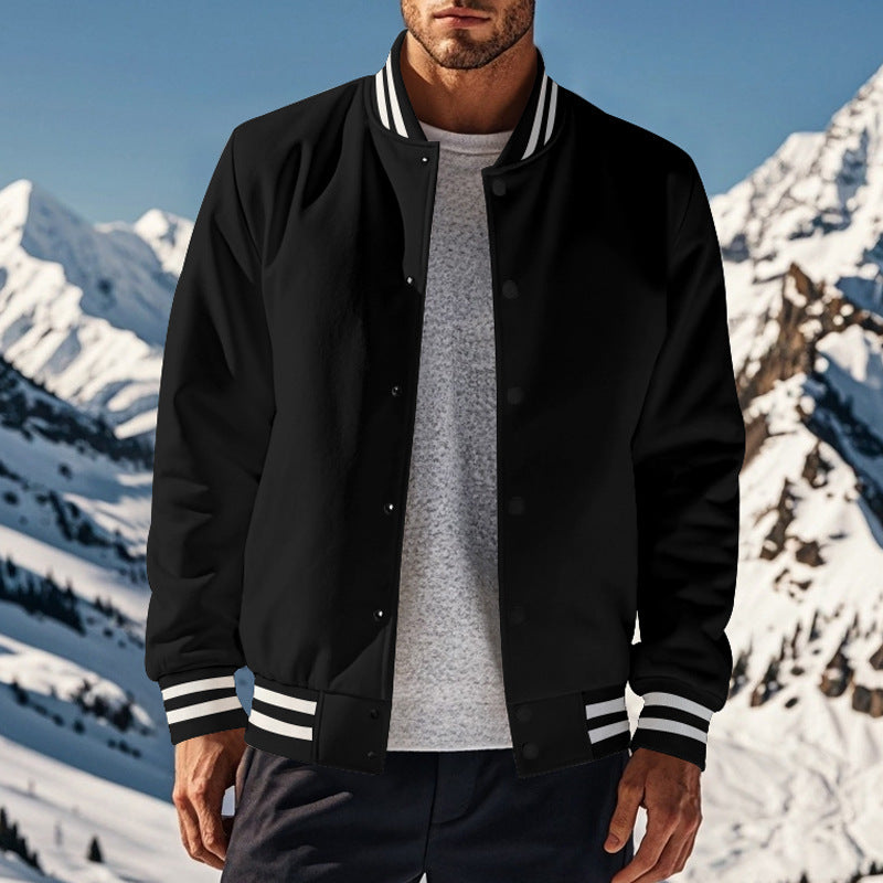 Herren Collegejacke Elastisch Rippbündchen Sportlich