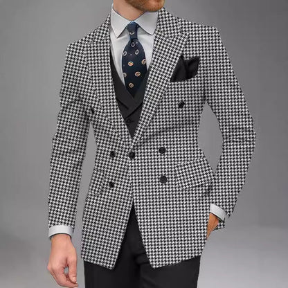Herren Blazer Doppelt gefüttert Business Elegant Punktmuster