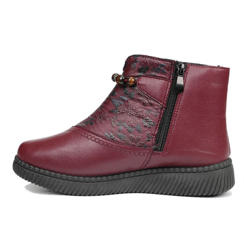 Damen Stiefel Ankle Boots Schnürverschluss Elegant Floral