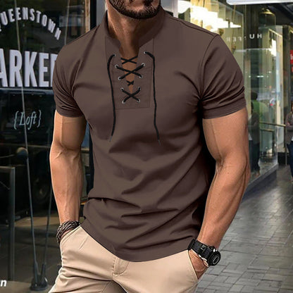 Herren Poloshirt Lässig Mit Schnürung Modern Style