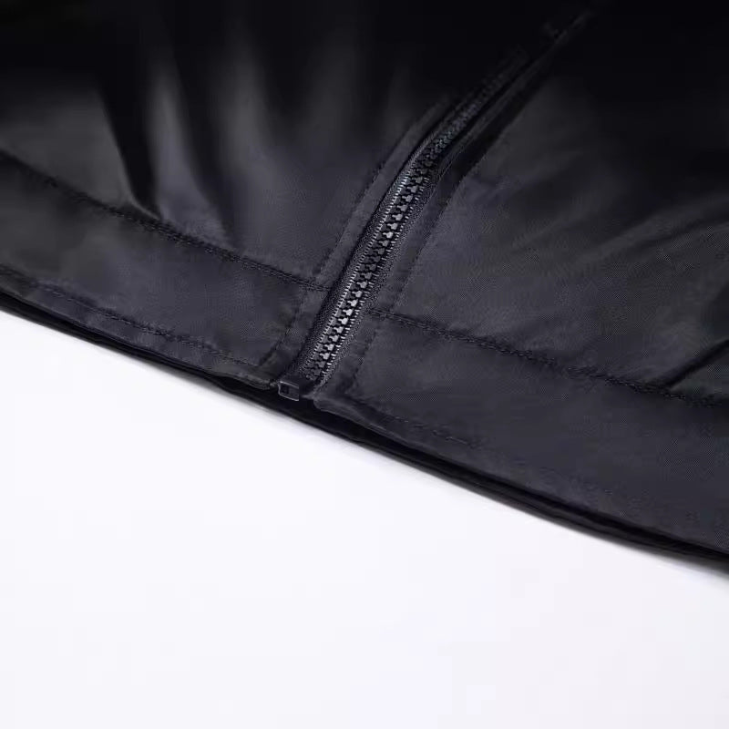 Lederjacke Herren Vielseitig Ledermantel Elegant Schwarz