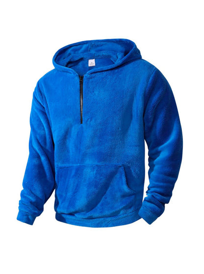 Herren Fleece-Hoodie Halblang Reißverschluss Sportlich
