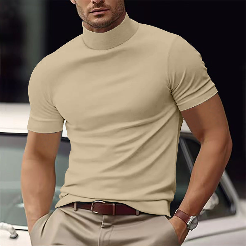 Herren Kurzarm-Shirt Atmungsaktiv Modern Turtleneck