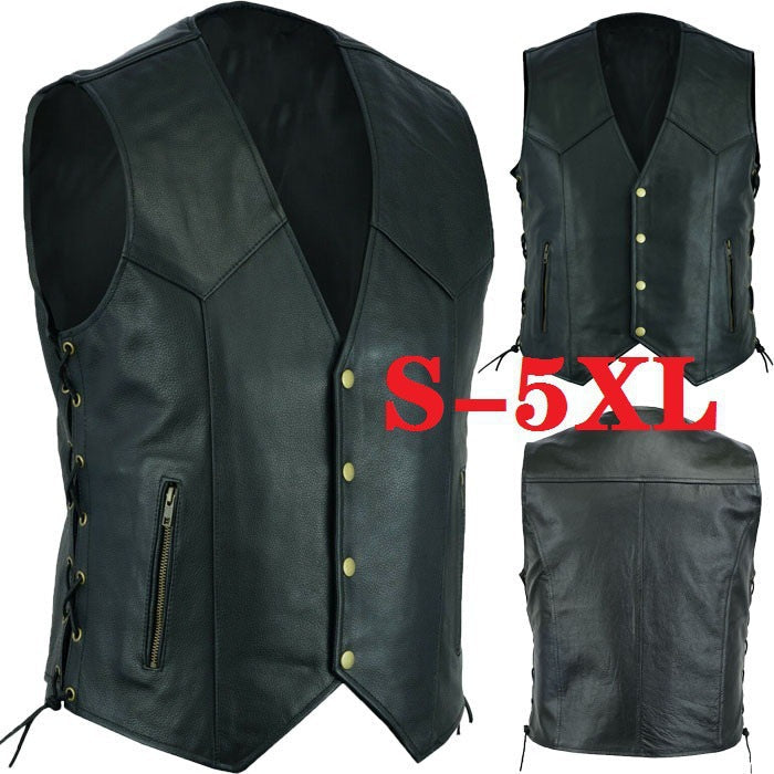 Herren elegante Lederweste mit seitlichen Taschen und praktischen Verschluss BerlinGlamour - BerlinGlamour