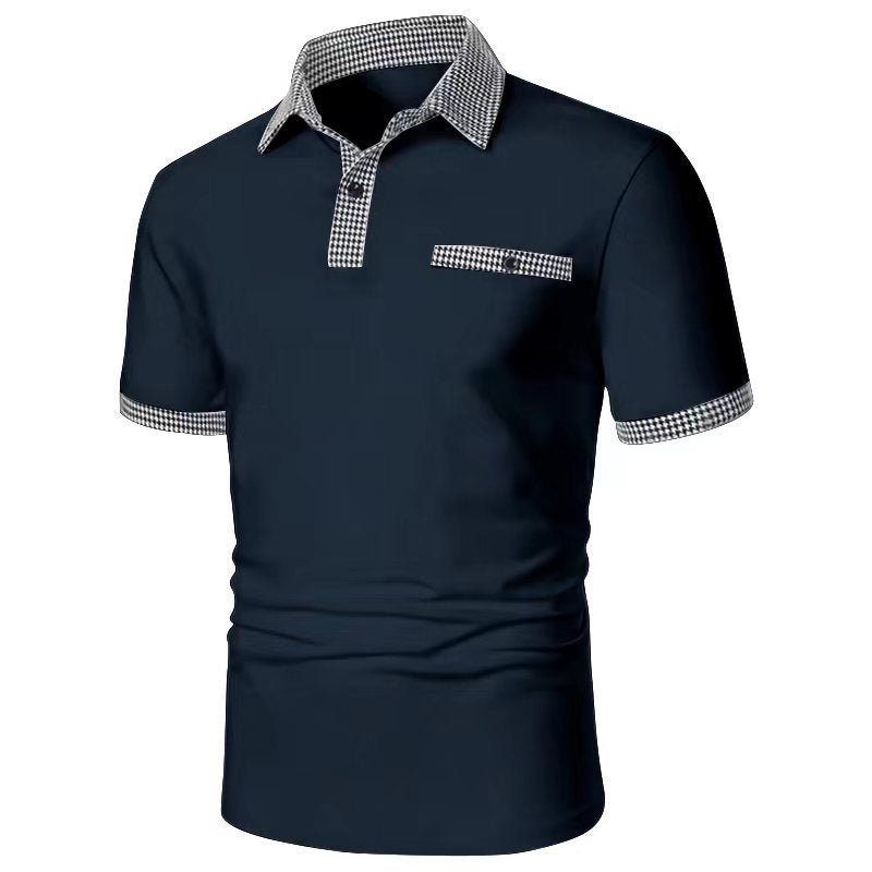 Herren Polohemd Karomuster Modern Kontrast