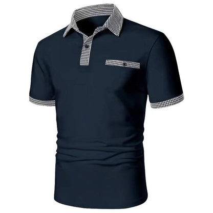 Herren Polohemd Karomuster Modern Kontrast