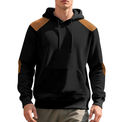 Herren Kapuzenpullover Strukturiert Leder Optik Modern