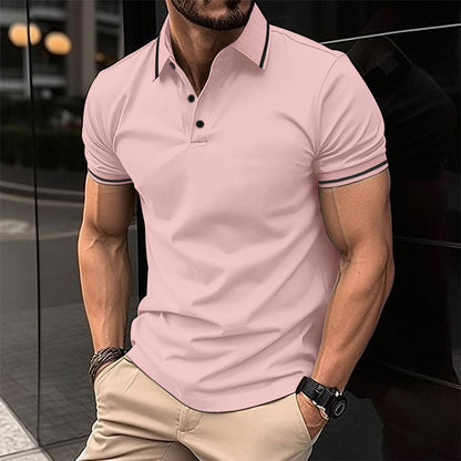 Herren Polohemd Elegant atmungsaktiv mit Kontraststreifen