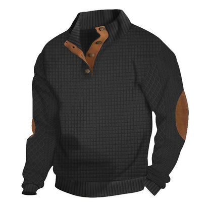 Herren Pullover Stehkragen Leder Modern Style