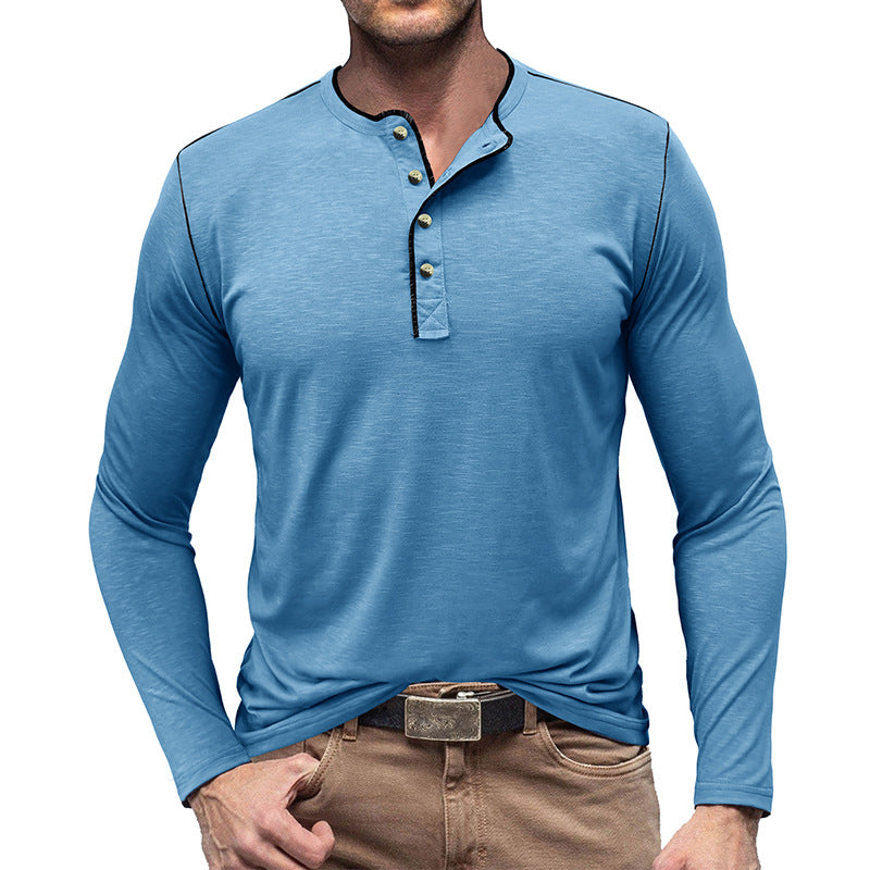 Herren Langarmshirt Komfortabel Mit Knöpfen Modern