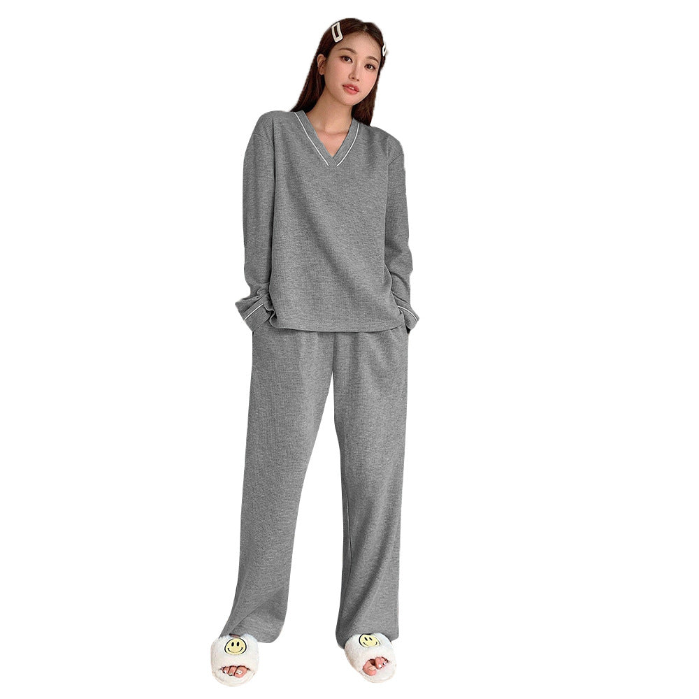 Damen Lounge Set Weich Bequem V-Ausschnitt Elastisch