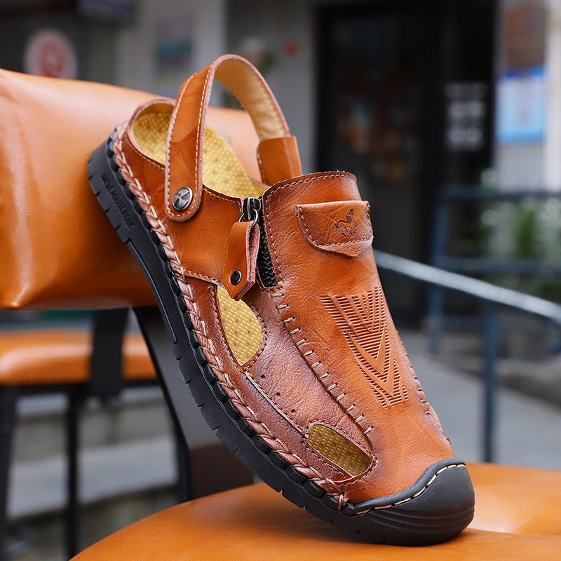 Herren Leder-Sandalen Luftig Verstellbar Sommer - BerlinGlamour