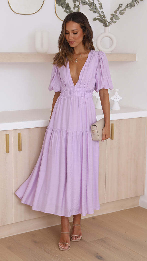 Damen Maxikleid V-Ausschnitt Schwingrock Partykleid Lang