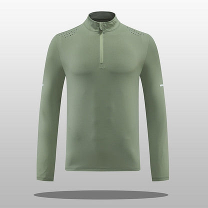 Herren Langarmshirt Atmungsaktiv Reißverschluss Funktionsshirt
