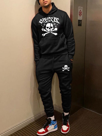 Herren Hoodie Jogginghose Set Totenkopf Design Streetwear