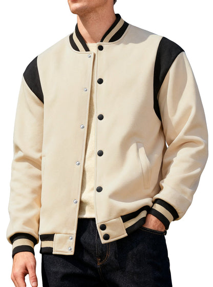 Herren Collegejacke Lässig Mit Druckknöpfen Elastisch