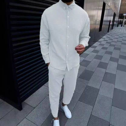 Herren Hemd Langarm Elegant Strukturiert Modern