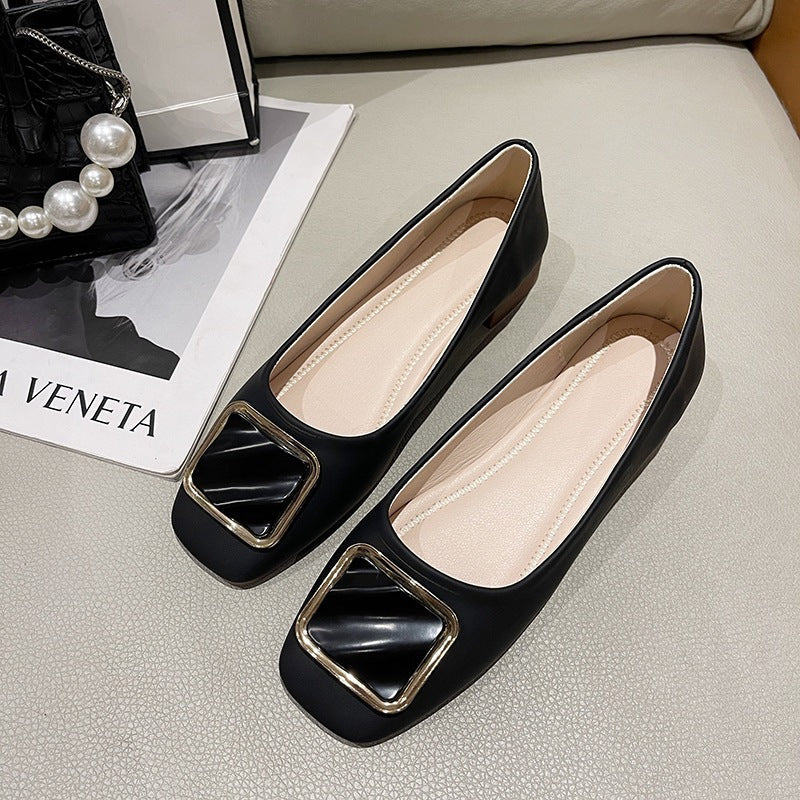 Damen Ballerinas Elegante Schuhe mit Quadrat Detail Modern