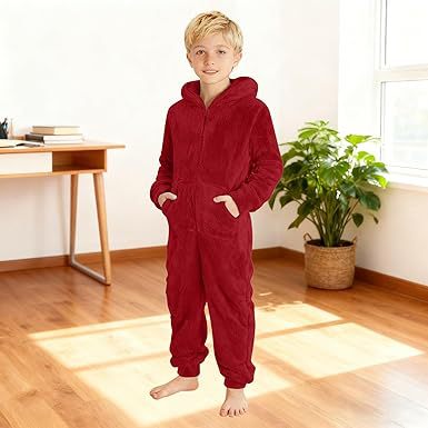 Fleece-Overall mit Kapuze Unisex Warm Kuschelig