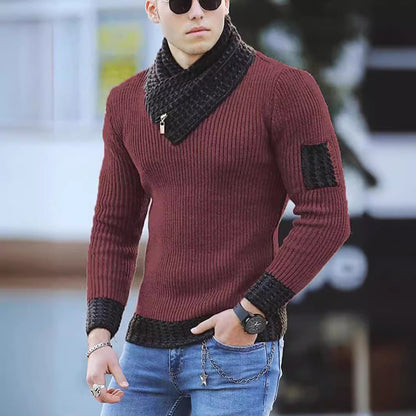 Herren Strickpullover Hochkragen Struktur Optik