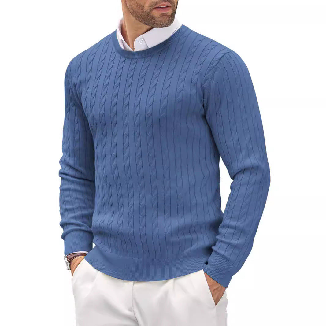 Strickpullover Herren Zopfmuster Modern Grau
