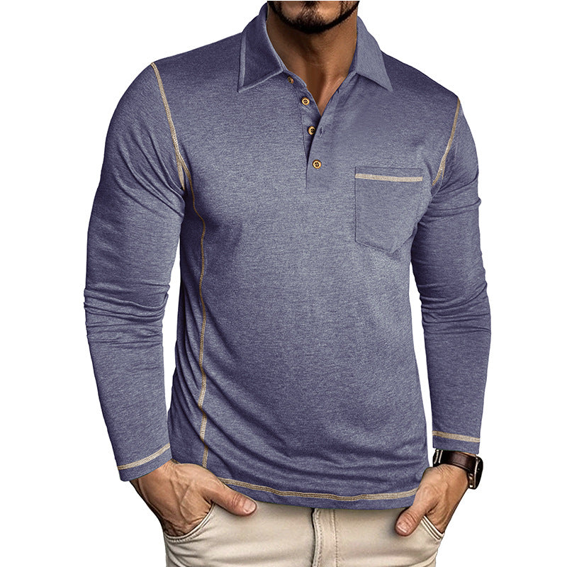 Herren Polohemd Langarm Modern Struktur