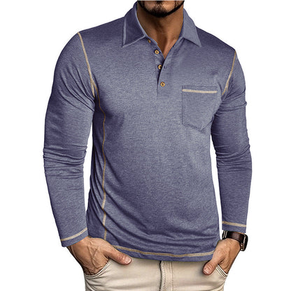 Herren Polohemd Langarm Modern Struktur