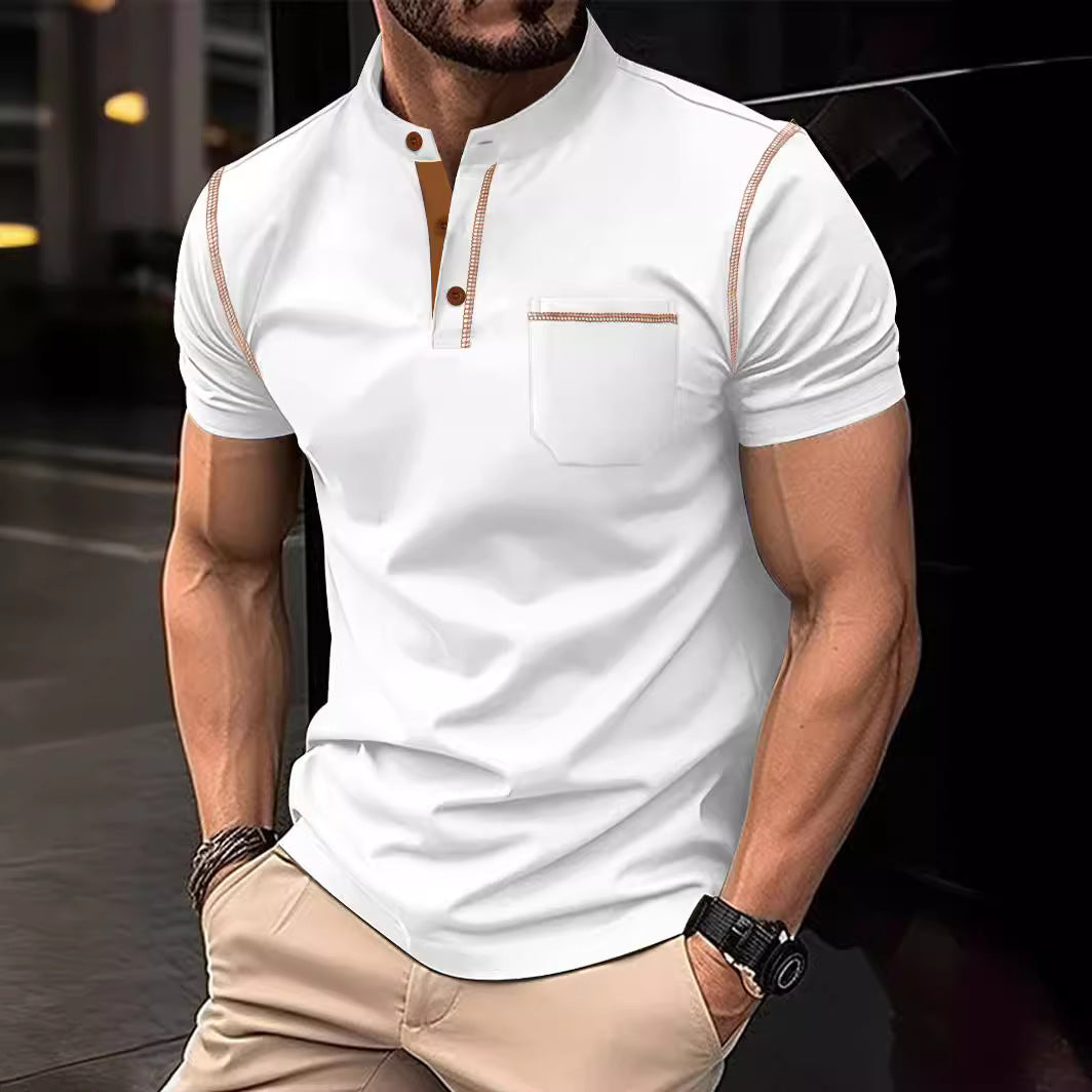 Herren Hemd Modern Kragenknopf Elegант
