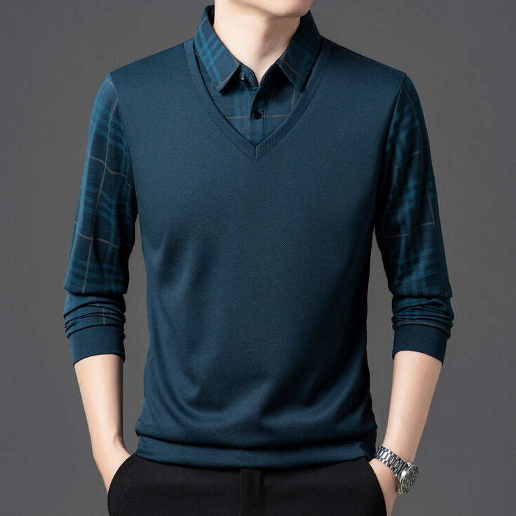 Herren Pullover Eleganter V-Ausschnitt Strukturierte Ärmel