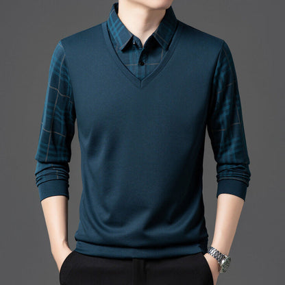 Herren Pullover Eleganter V-Ausschnitt Strukturierte Ärmel