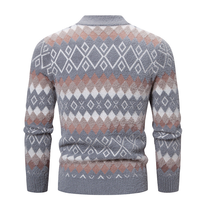 Herren Strickpullover Geometrisch Hochkragen Modern