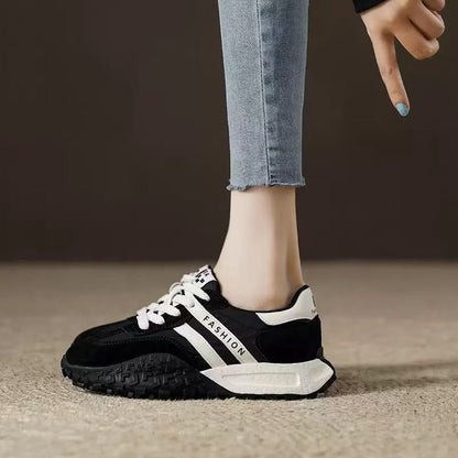 Damen Sneaker Sportlich Velours Leder Schwarz