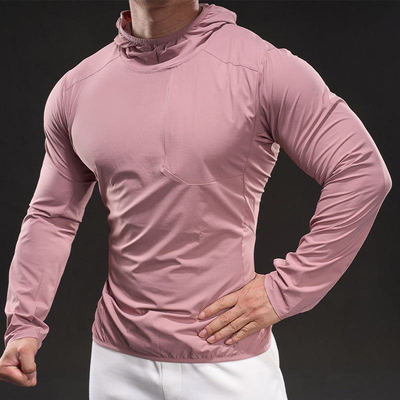 Herren Langarmshirt Atmungsaktiv Kapuze Sportlich