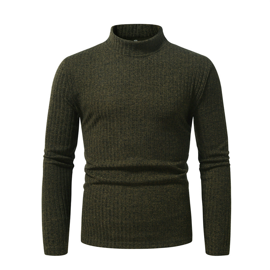 Herren Rollkragenpullover aus Wolle mit Rippmuster Elegant
