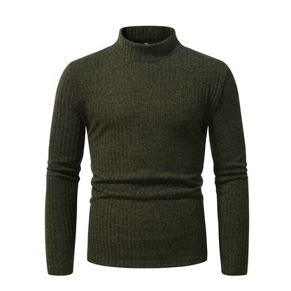 Herren Rollkragenpullover aus Wolle mit Rippmuster Elegant