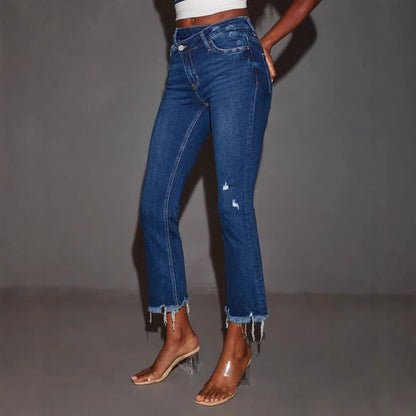 Damjeans Bootcut Trendfransen Waschung