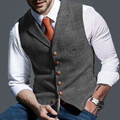 Herrenweste Leinen Modern mit Holzknöpfen Elegante Optik