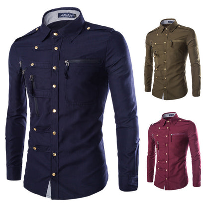 Herren Hemd Modern mit Taschen Hochwertig Elegant - BerlinGlamour