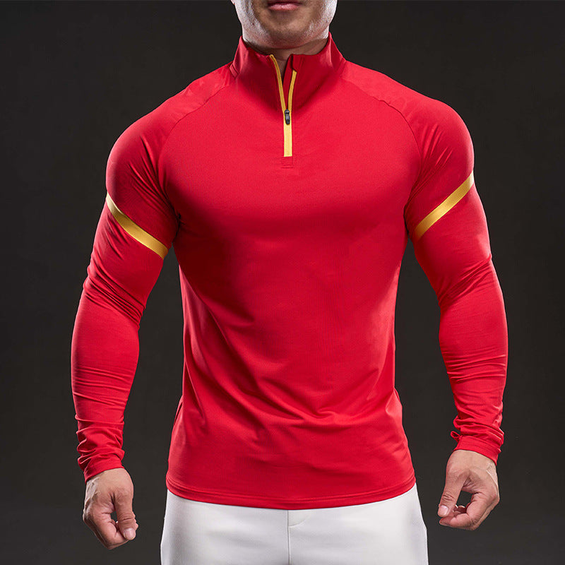 Herren Funktionsshirt Langarm Stehkragen Sportlich Modern