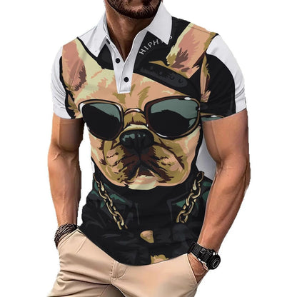Herren Poloshirt Hundemotiv Modern Berlin Style