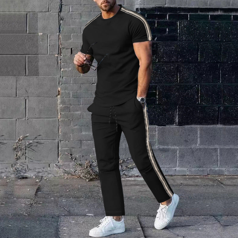 Herren Sportset Freizeit Outfit Mit Streifen Modern