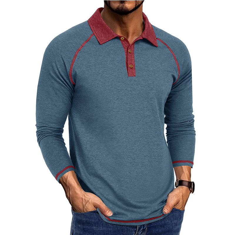 Herren Poloshirt Langarm Sportlich Raglan Schnitt Modern