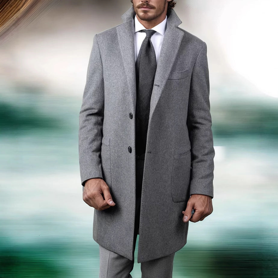 Herren Wollmantel Elegant Slim Fit schwarz