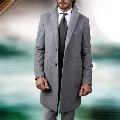 Herren Wollmantel Elegant Slim Fit schwarz