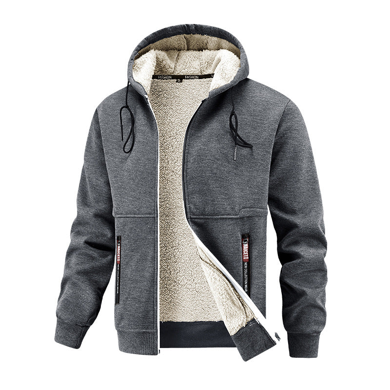 Herren Kapuzenjacke Warm Kuschelig Taschen
